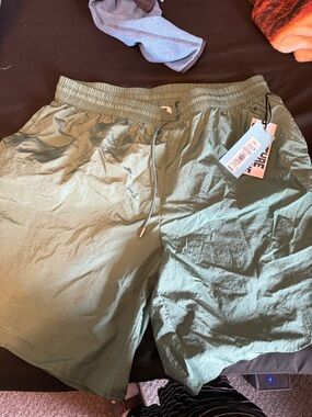Men's Athletic Drawstring Shorts in Olive Green